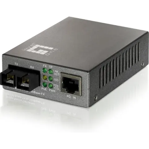 LevelOne FVT-0104TXFC netwerk media converter 100 Mbit/s Single-mode Zwart