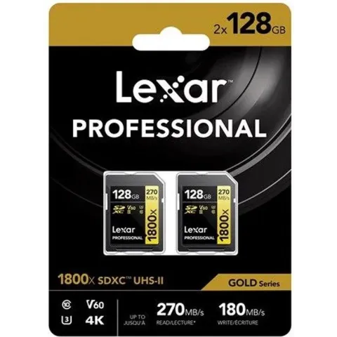 Lexar Professional GOLD SDXC 1800x 128GB UHS-II V60 - 2PACK