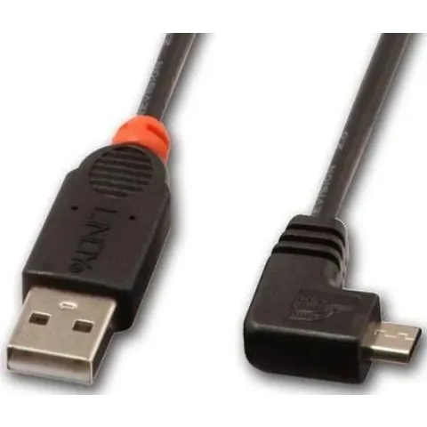 Lindy 0.5m, USB 2.0 A/Micro USB B, 90°, M/M USB-kabel 0,5 m USB A Micro-USB B Zwart