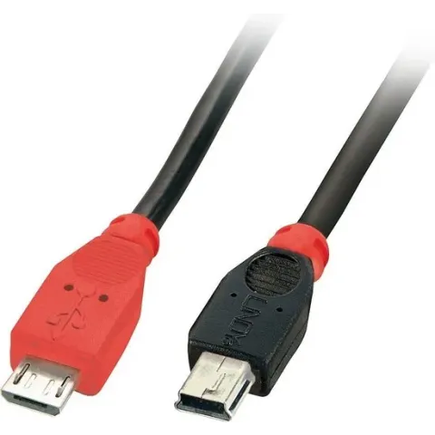Lindy 31717 USB-kabel 0,5 m 2.0 Mini-USB B Micro-USB B Zwart, Rood