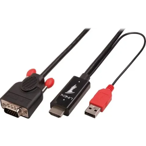 Lindy 41457 kabeladapter/verloopstukje HDMI, USB CGA Zwart