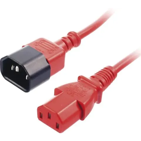 Lindy IEC C14/IEC C13 M/F 1m Zwart, Rood