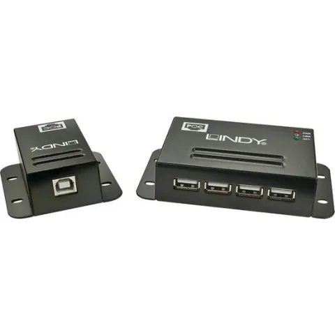 LINDY USB 2.0 4 Port CAT.5/6 Extender With Power Over CAT.5/6 - USB-uitbreider - USB 2.0 - 4 poorten - maximaal 50 m