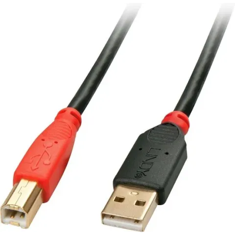 Lindy USB A/USB B 15m USB-kabel 2.0 Zwart, Rood