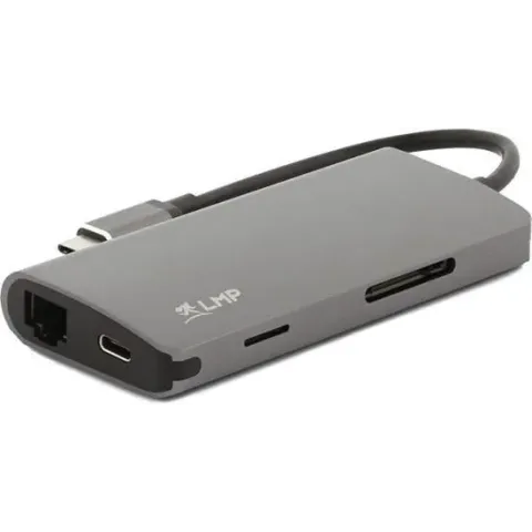 LMP USB-C mini Dock 8-Port, space gray | Hub | Macbook,Macbook Pro 13 inch,Macbook Pro 15 inch,MacBook Pro Touchbar 13,Macbook Pro Retina 13 inch,Macbook Pro Retina 15 inch
