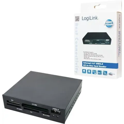 LogiLink CR0012 Intern USB 2.0 Zwart geheugenkaartlezer