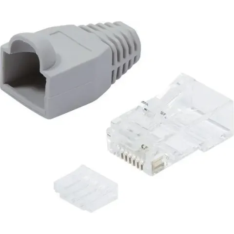 LogiLink RJ45 krimp connectoren voor U/UTP CAT6 netwerkkabel (flexibel) - 100 stuks / grijs