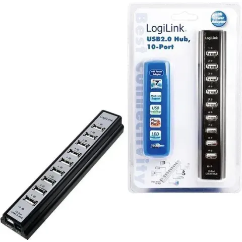 LogiLink USB 2.0 Hub 10-Port mit Netzteil