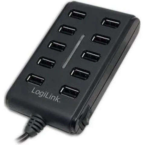 LogiLink USB2.0 10-Port USB2 Hub, Zwart