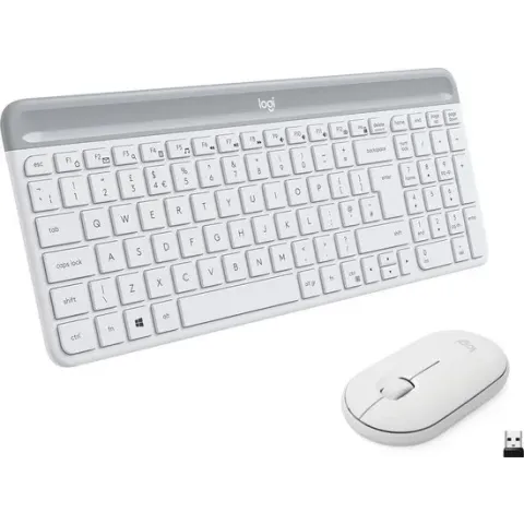 Logitech MK470 Slim Combo - Draadloos toetsenbord en muis - Wit - QWERTY