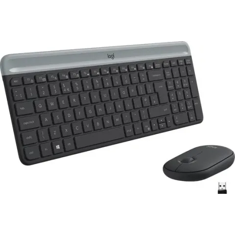 Logitech MK470 Slim Combo - Draadloos toetsenbord en muis - Zwart- AZERTY