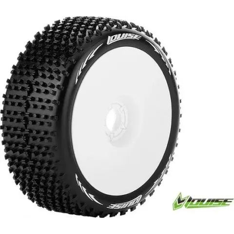 Louise RC - B-HORNET - 1-8 Buggy Bandenset - Gemonteerd - Super Soft - Velgen Wit - Zeskant 17mm - L-T3150VW