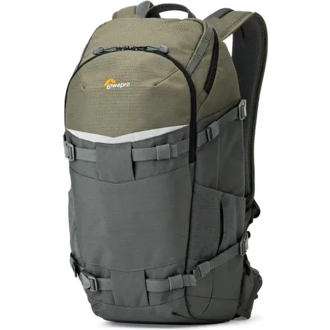 Lowepro Flipside Trek BP 350 AW - Fotorugzak - Cameravak openen via de achterkant - Grijs/Donker groen