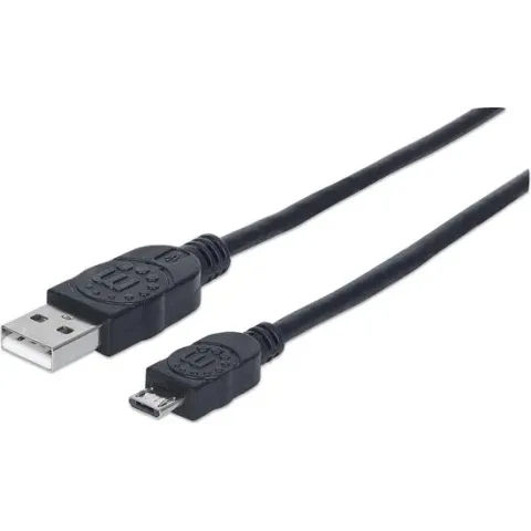 Manhattan 3m USB cable USB-kabel 2.0 USB A Micro-USB B Zwart