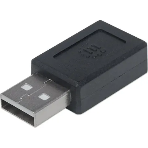 Manhattan USB 2.0 Adapter [1x USB-A 2.0 stekker - 1x USB-C bus] Manhattan Stekker past op beide manieren