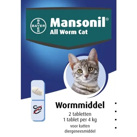 Mansonil All Worm Cat Ontworming - Kat - 2 tabletten