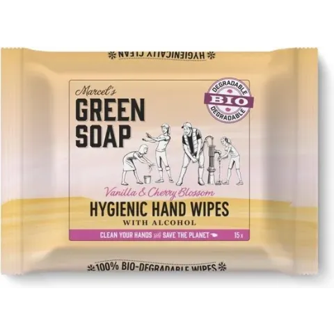 Marcel's Green Soap Hand doekjes Vanille en Kersenbloesem 15 stuks