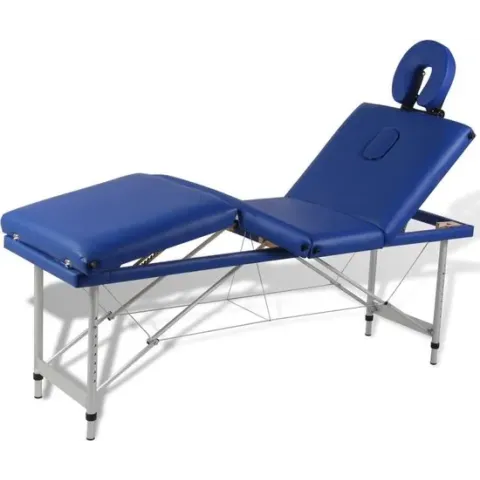 Massagetafel inklapbaar met aluminium frame (vier delen / blauw)
