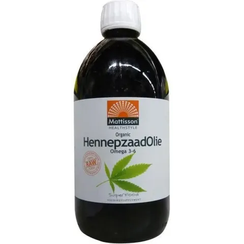 Mattisson Hennepzaadolie  Organic Raw - 500 ml - Voedingssupplement - Superfood