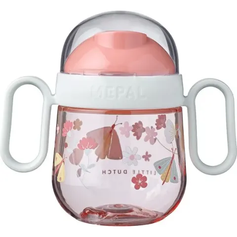 Mepal Mio – Antilekbeker 200 ml – gegarandeerd lekvrij – flowers & butterflies– kan tegen een stootje – drinkbeker voor kinderen – oefenbeker