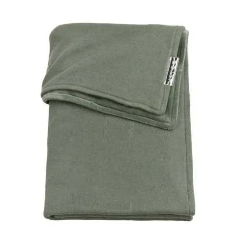 Meyco Knit Basic ledikantdeken met velours 100x150 cm forrest green