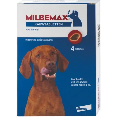 Milbemax kauwtablet ontworming hond large 4 tabletten