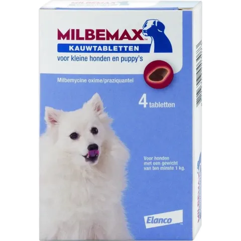 Milbemax Ontworming Kauwtablet Kleine Hond en Puppy 4 tabletten