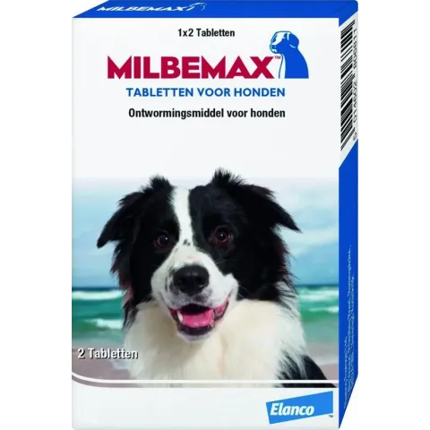 Milbemax voor grote honden Anti wormenmiddel - 10 Tot 50 kg - 2 tabletten