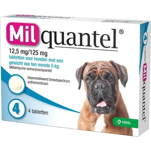 Milquantel 12,5 mg/125 mg Hond Groot 4 tabl. 5-75kg