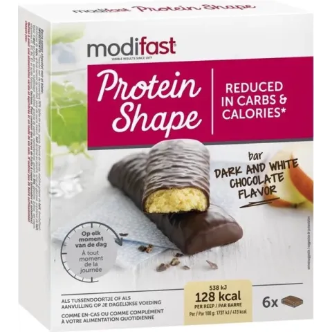 Modifast Protein Shape Reep - Pure en Witte Chocolade - 6 stuks