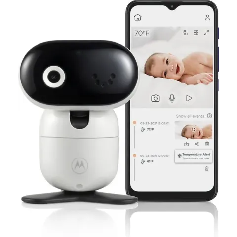 Motorola Nursery PIP1010 Con Babyfoon - Baby Camera - Bedienen met Motorola Nursery App - Kantelen, Draaien en Inzoomen - Nachtzicht, Twee-Weg Communicatie, Slaapliedjes en Meer - Wit