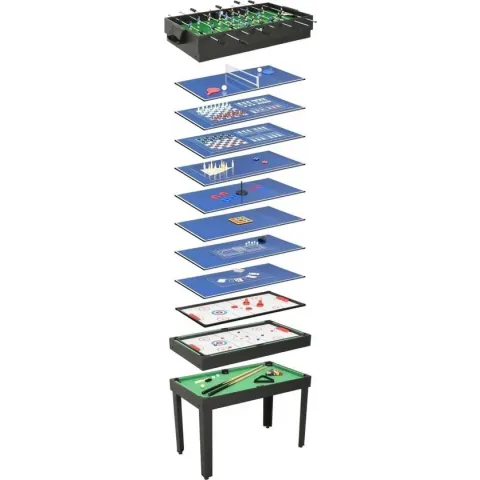 Multispeltafel - 15-in-1 - MDF - Zwart - 121x61x82 cm  (B x D x H)