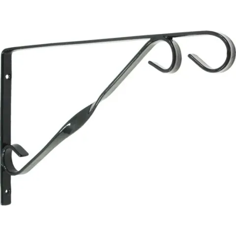 Muurhaak / plantenhaak zwart voor plantenpotten - geplastificeerd verzinkt staal - 18.5 x 30 cm - hanging basket haak