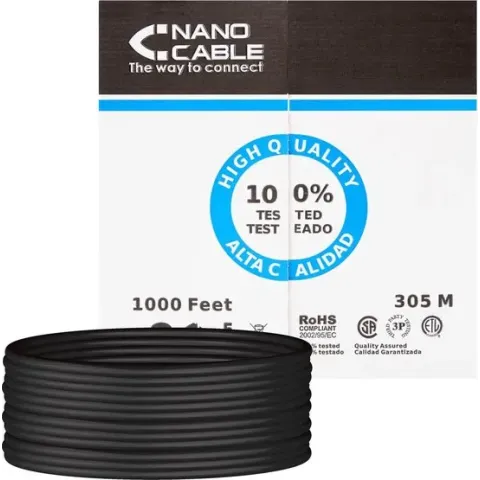 Nanocable 10.20.0304-EXT-BK netwerkkabel 305 m Cat5e U/UTP (UTP) Zwart