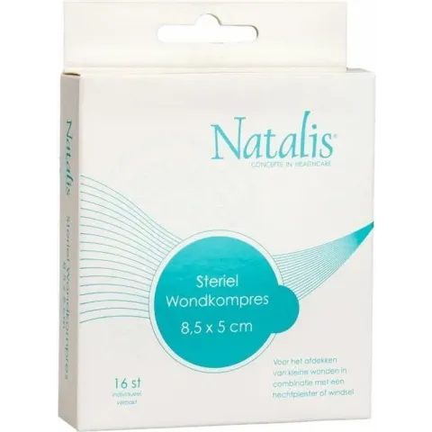 Natalis steriel wondkussen - 8.5 x 5 cm - 16 stuks - Verband