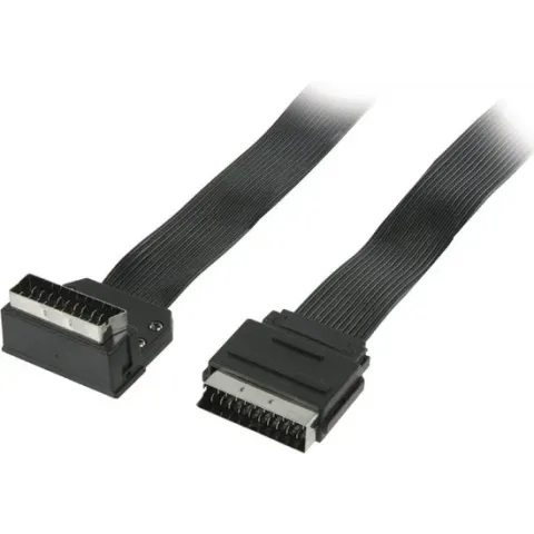 Nedis 21-pins Scart kabel met haakse connector - plat / zwart - 2 meter