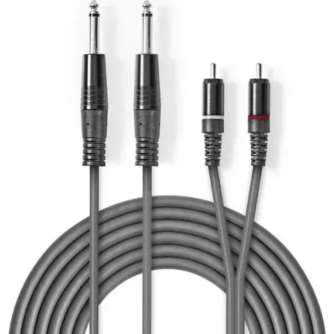 Nedis 2x 6,35mm Jack - Tulp stereo audio kabel - 5 meter