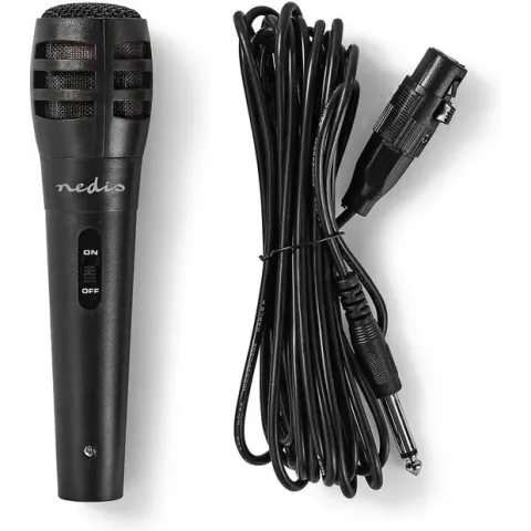 Nedis Bedrade Microfoon | Cardioïde | Afneembare Kabel | 5.00 m | 80 Hz - 12 kHz | 600 Ohm | -75 dB | Aan/uit knop | ABS / Aluminium | Zwart
