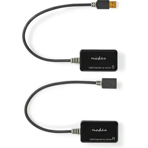 Nedis CCBW60EXTBK500 kabeladapter/verloopstukje USB A RJ45 Zwart