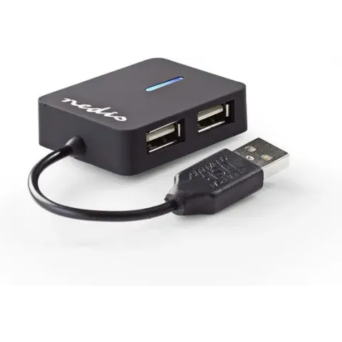 Nedis compacte USB hub met 4 poorten - USB2.0 - busgevoed / zwart - 0,10 meter