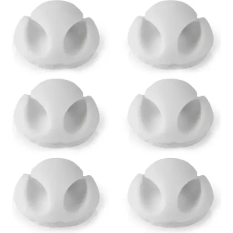 Nedis Kabelmanagement | Kabelclip | Click & Go | 6 Stuks | Aantal slots: 2 Sleuven | Maximale kabeldikte: 5.3 mm | TPE | Wit