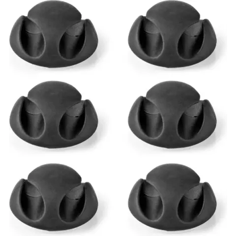 Nedis Kabelmanagement | Kabelclip | Click & Go | 6 Stuks | Aantal slots: 2 Sleuven | Maximale kabeldikte: 5.3 mm | TPE | Zwart