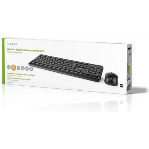 Nedis Muis en Toetsenbord - Set | Draadloos | Muis- en toetsenbordverbinding: USB | 800 / 1200 / 1600 dpi | Instelbare DPI | QWERTY | Italiaans