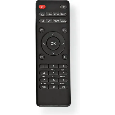 Nedis Vervangende Afstandsbediening | Geschikt voor: RDIN3000BK / RDIN4000BK / RDIN5000BK / RDIN5005BK | Vast | 1 Apparaat | Duidelijke Lay-out | Infrarood | Zwart