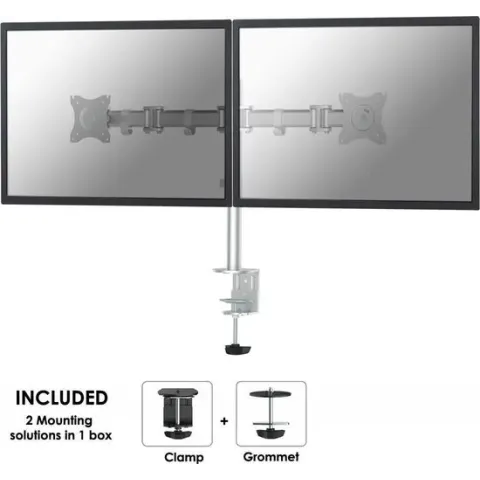 Newstar NM-D135DSILVER - Monitorarm - voor 2 monitoren t/m 27" - Zilver