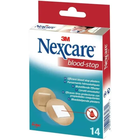 Nexcare™ Blood-Stop Bloedstop pleisters, beigeig, 14 ronde pleisters, N1714NS