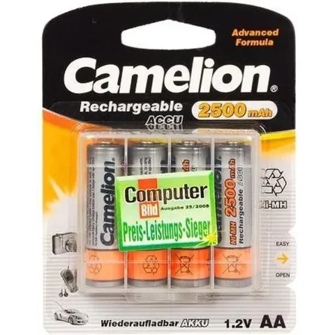 Nimh Aa Batterij 1.2V-2500Mah (4/Kaart ) - Gratis Opbergdoos