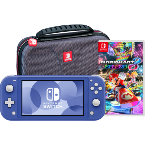 Nintendo Switch Lite Blauw + Mario Kart 8 Deluxe + Bigben Beschermtas
