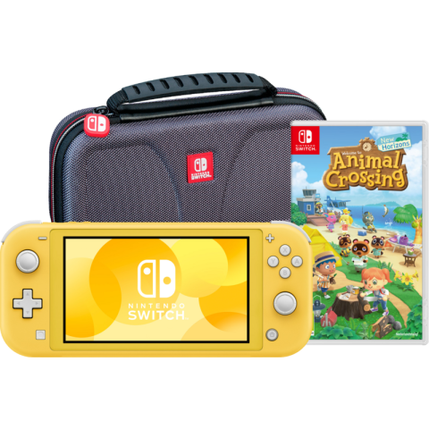Nintendo Switch Lite Geel + Animal Crossing New Horizons + Bigben Beschermtas