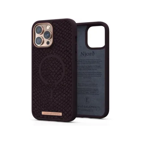 Njord byELEMENTS iPhone 13 Pro Max Hoesje - Zalm Leder Case met Magnetische Ring - Paars